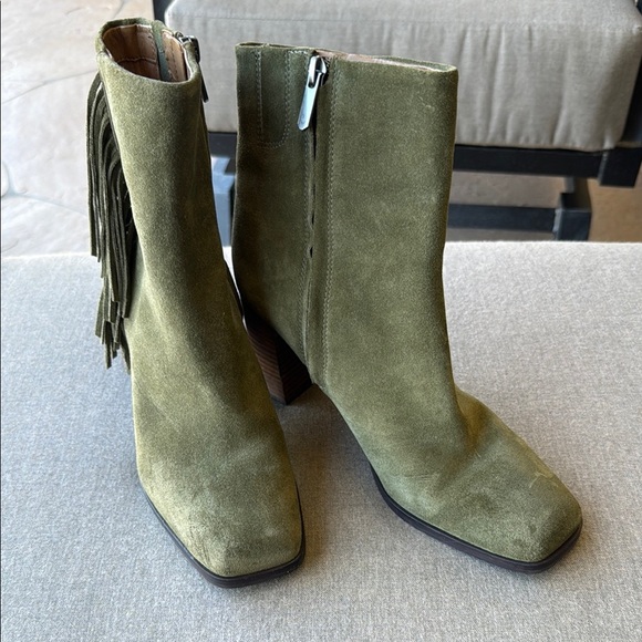 Sam Edelman Olive Green Suede Ankle Boots - Picture 1 of 5